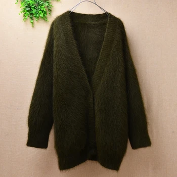 Korean elegant women's V-Neck long sleeve loose top quality angora rabbit hair knitted mink cardigan coat jacket
Korean elegant women's V-Neck long sleeve loose top quality angora rabbit hair knitted mink cardigan coat jacket