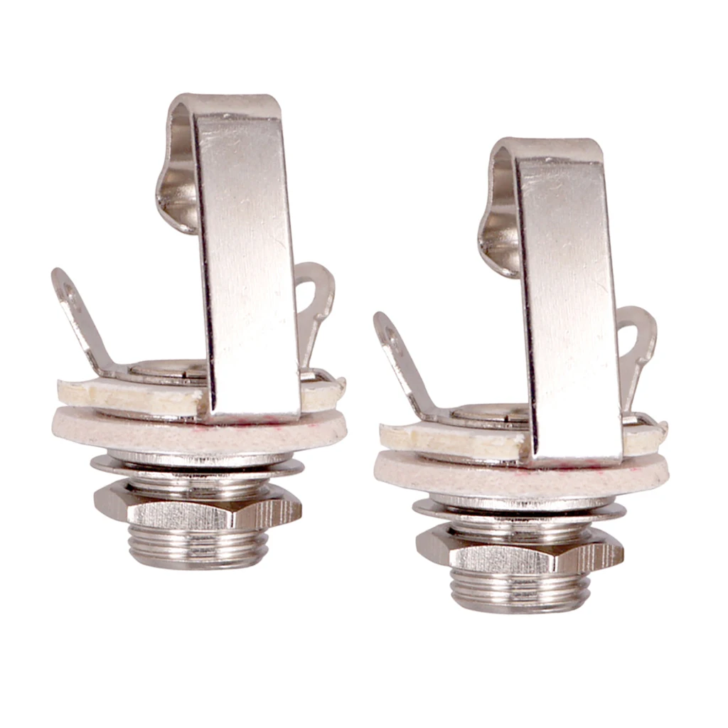 2Pcs Brass 1/4'' Jack Mono Plug Socket for Electric Guitar Bass Instrument Accs 2Pcs Brass 1/4'' Jack Mono Plug Socket for Electric Guitar Bass Instrument Accs