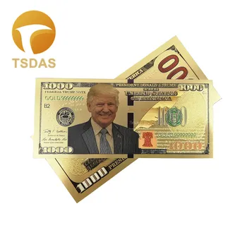 10Pcs/Lot Colorful USA Trump Banknotes 1000 Dollar Gold Banknote in 24K Gold Plated For Gifts
10Pcs/Lot Colorful USA Trump Banknotes 1000 Dollar Gold Banknote in 24K Gold Plated For Gifts
