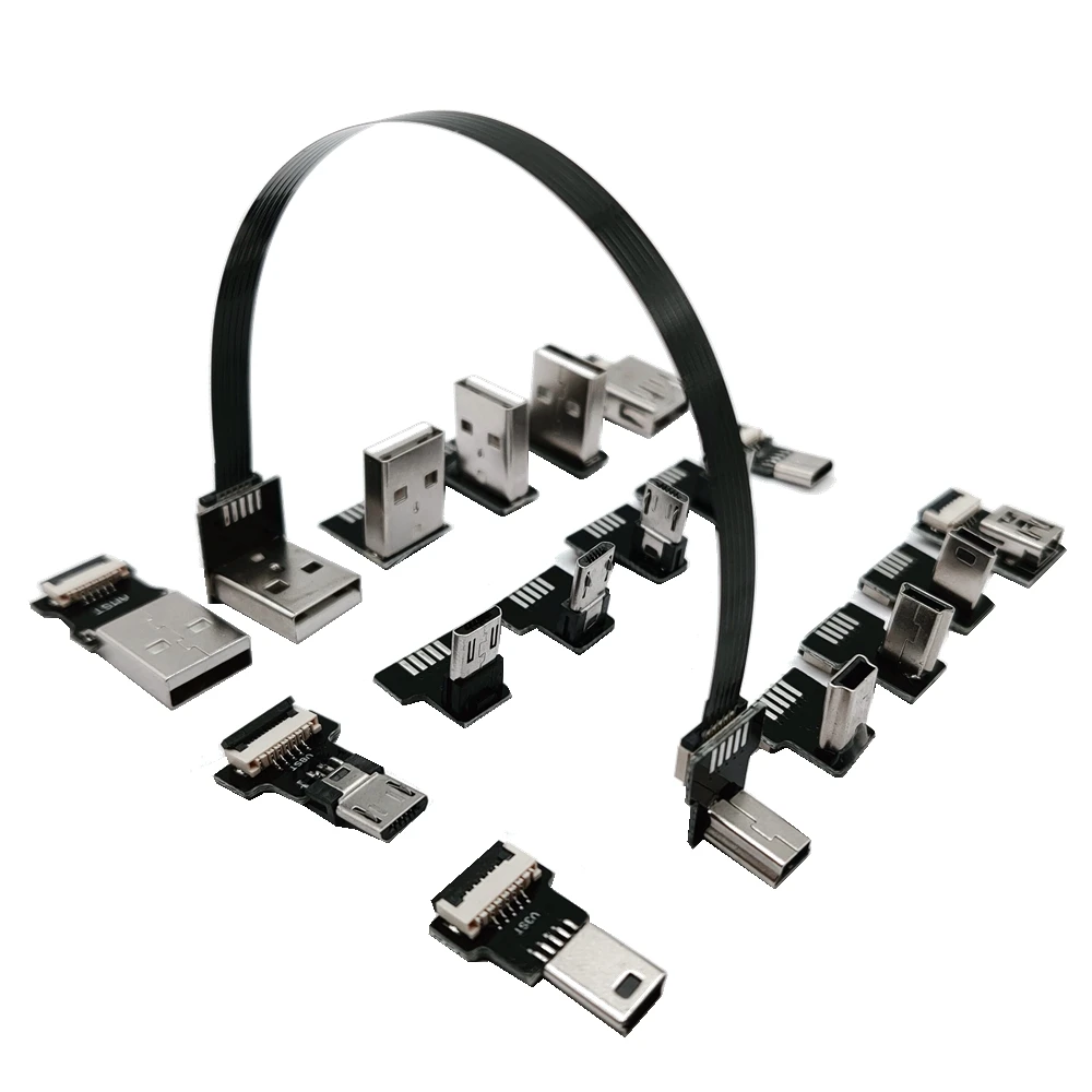 

FPC USB Daten Kabel A Stecker auf Mini USB 5Pin Männlichen 90 Grad UP/Unten/Links/Rechts winkel Adapter Sync Lade 0,25 M 0,5 M 1