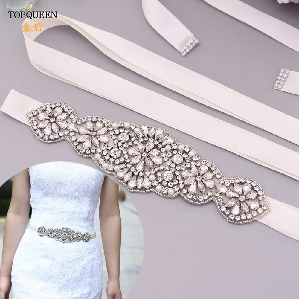 TOPQUEEN Bridal Belt with Rhinestone Bridal Belt with Silver Applique Silk Dress Formal Bling Belts for Women Jeweled Belts S94 
TOPQUEEN Bridal Belt with Rhinestone Bridal Belt with Silver Applique Silk Dress Formal Bling Belts for Women Jeweled Belts S94