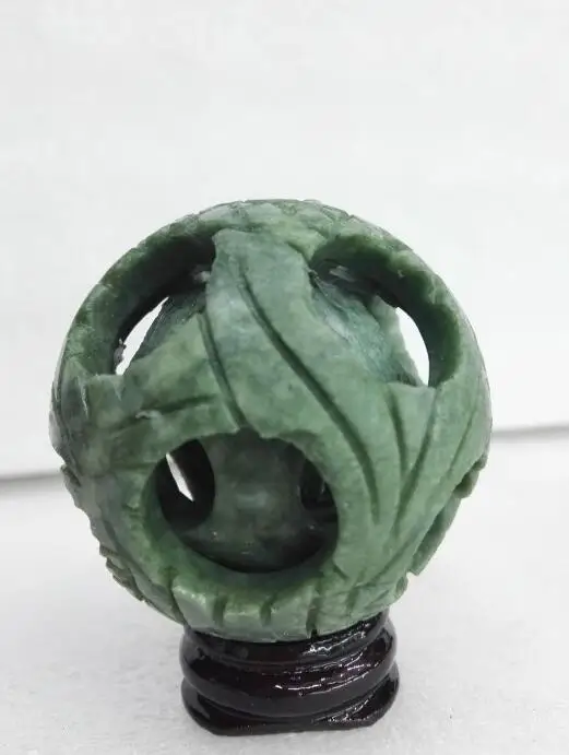 Natural Chinese white jade carved flower magic Puzzle Ball 55mm