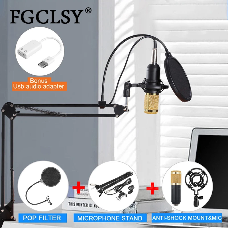 FGCLSY Professional Condenser Wired Microphone 3.5mm Audio Mic Studio Vocal Recording KTV Karaoke Mic W/Stand For Computer
FGCLSY Professional Condenser Wired Microphone 3.5mm Audio Mic Studio Vocal Recording KTV Karaoke Mic W/Stand For Computer