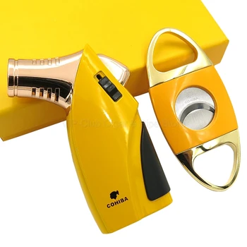 Cohiba Metal Yellow 3 Torch Jet Flame Cigar Cigarette Lighter With Cigar Punch Cutter Smoking Tool Gift Set Windproof Refillable
Cohiba Metal Yellow 3 Torch Jet Flame Cigar Cigarette Lighter With Cigar Punch Cutter Smoking Tool Gift Set Windproof Refillable