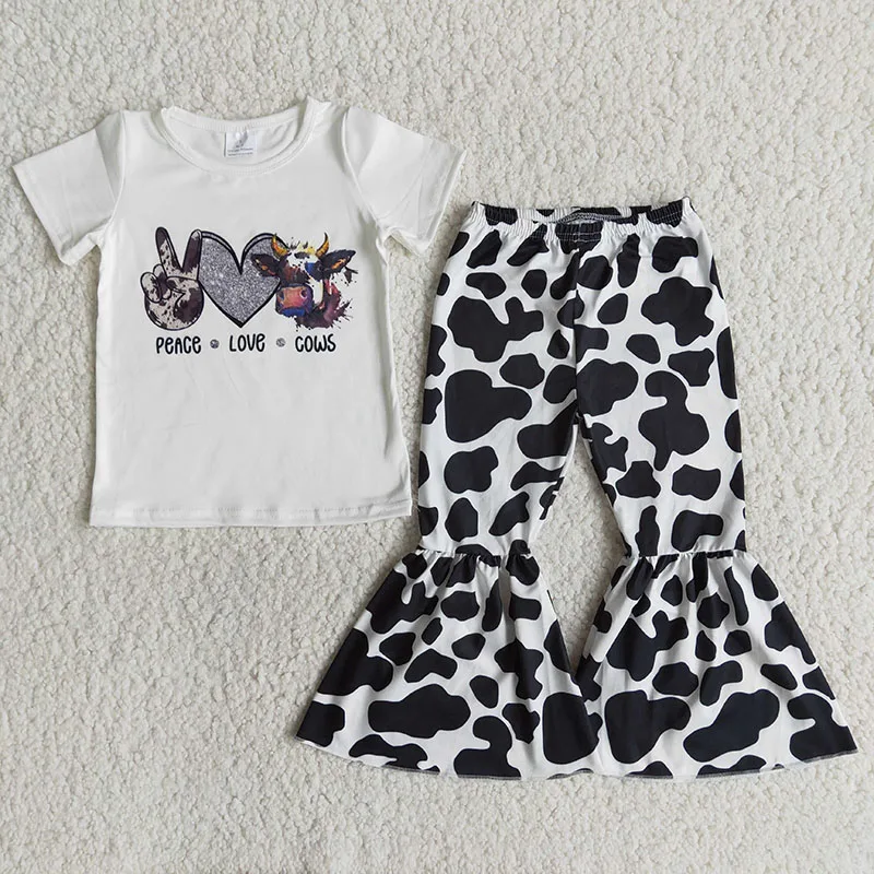 Wholesale Spring Baby Girl Boutique Toddler Clothing Set Peace Love Cows Top Kids Bells Pants Fall Children Clothes Cute Outfit
Wholesale Spring Baby Girl Boutique Toddler Clothing Set Peace Love Cows Top Kids Bells Pants Fall Children Clothes Cute Outfit