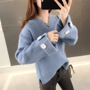 5509 (7) the autumn new v-neck sweater double cuff button set of head of women's clothing of cultivate morality 43
5509 (7) the autumn new v-neck sweater double cuff button set of head of women's clothing of cultivate morality 43