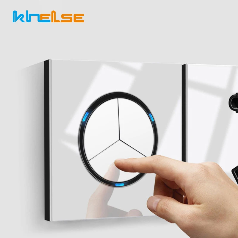 Khelse Crystal Glass Panel 1 2 3 4 Gang 2 Way Random Click Push Button Wall Light Switch With LED Indicator Wall Socket Switch
Khelse Crystal Glass Panel 1 2 3 4 Gang 2 Way Random Click Push Button Wall Light Switch With LED Indicator Wall Socket Switch