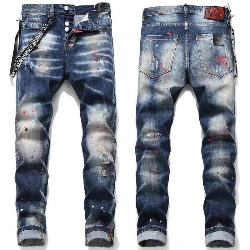 beggar's hole jeans men's Europe and America paint throwing elastic slim fit small straight tube big brand long pants
beggar's hole jeans men's Europe and America paint throwing elastic slim fit small straight tube big brand long pants