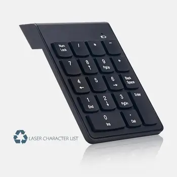 Wireless 2.4GHz 18 Keys Number Pad Numeric Keypad Keyboard for Laptop PC & Mac black