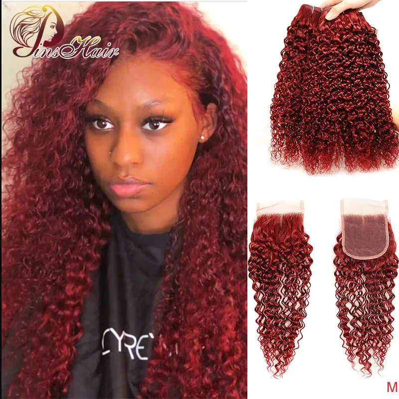 Brazilian Kinky Curly 3 Bundles With Closure 99J Burgundy Bundles With Lace Closure Human Hair Weave Bundles Pinshair Non-remy
Brazilian Kinky Curly 3 Bundles With Closure 99J Burgundy Bundles With Lace Closure Human Hair Weave Bundles Pinshair Non-remy