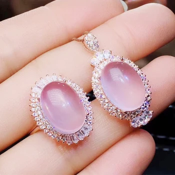 Per jewelry Natural real pink rose quartz luxury jewelry set 1pc ring 1pc pendant 7.5ct*2pcs gemstone 925 sterling silver J20474
Per jewelry Natural real pink rose quartz luxury jewelry set 1pc ring 1pc pendant 7.5ct*2pcs gemstone 925 sterling silver J20474