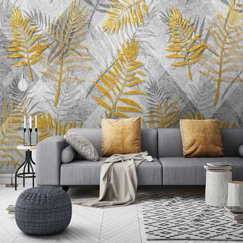 European Style Creative Wallpaper Hand Painted Golden Tropical Plant Leaves Geometric Mural Background Wall Painting 3D Stickers
European Style Creative Wallpaper Hand Painted Golden Tropical Plant Leaves Geometric Mural Background Wall Painting 3D Stickers