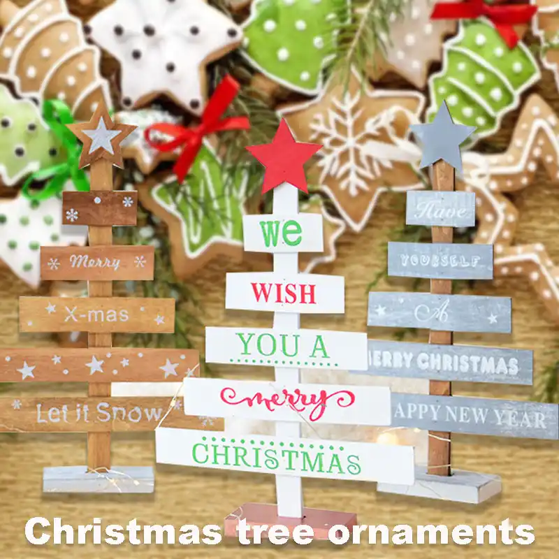 wooden mini xmas tree decoration home gift desktop christmas