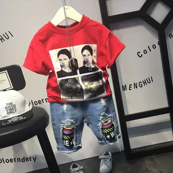 2PCS WLG Boys Casual Clothing Set Kids Summer Printed Red Black T Shirt and Denim Blue Short Set Baby All Match Clothes for 2-6T
2PCS WLG Boys Casual Clothing Set Kids Summer Printed Red Black T Shirt and Denim Blue Short Set Baby All Match Clothes for 2-6T