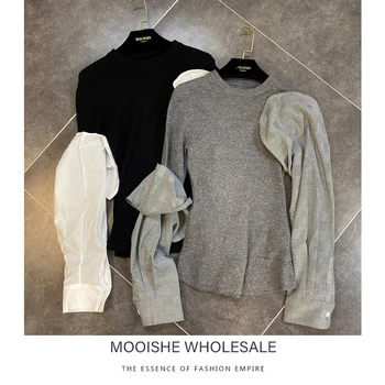 Round Neck Long-sleeved Sweater Spring 2020 New Stitching Cloth Woman Sweater
Round Neck Long-sleeved Sweater Spring 2020 New Stitching Cloth Woman Sweater