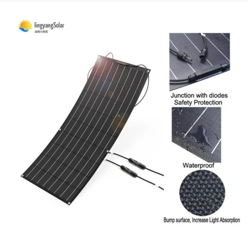 Solar Panel Mono 100W 200W Flexible semi solar cell 12V 18V 24V panel charger kit system | Электроника