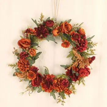 Thanksgiving Autumn Deep Red Rose Decorative Wreath Simulation Two Color Rose Ring Door Hanging Wedding Decorations
Thanksgiving Autumn Deep Red Rose Decorative Wreath Simulation Two Color Rose Ring Door Hanging Wedding Decorations