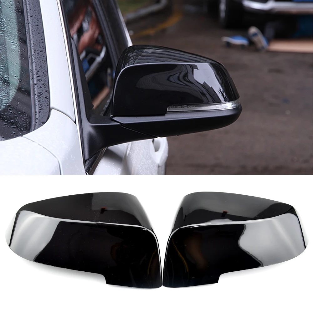 

2pcs Glossy Black Rearview shell For BMW F10 F11 F18 F07 F06 F12 F13 F01 F02 2013-18 Carbon Fiber Pattern side Mirror cover caps