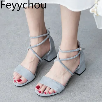 Women's Sandals Med Heel Peep Toe Ankle Strap Thick Heel Flock Buckle 2020 Summer New Sexy Fashion Casual Sweet Beige Black Gray
Women's Sandals Med Heel Peep Toe Ankle Strap Thick Heel Flock Buckle 2020 Summer New Sexy Fashion Casual Sweet Beige Black Gray