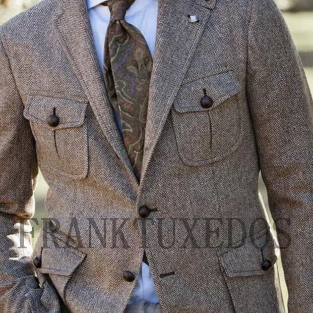Vintage Wool hunting coat men Multi Pocket American work suit herringbone tweed jacket spring and autumn trend men suit blazer
Vintage Wool hunting coat men Multi Pocket American work suit herringbone tweed jacket spring and autumn trend men suit blazer