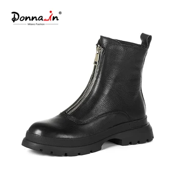 Donna-in New Full Grain Leather Short Boots wedges Front Zipper Warm Winter Female Leather Boot Fashion Solid color Ankle Shoes
Donna-in New Full Grain Leather Short Boots wedges Front Zipper Warm Winter Female Leather Boot Fashion Solid color Ankle Shoes