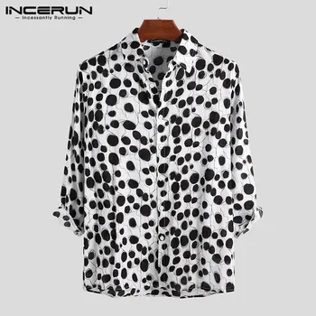 INCERUN 2020 Fashion Men Shirt Polka Dot 3/4 Sleeve Breathable Chic Cotton Casual Blouse High Street High Quality Shirts Camisa 
INCERUN 2020 Fashion Men Shirt Polka Dot 3/4 Sleeve Breathable Chic Cotton Casual Blouse High Street High Quality Shirts Camisa