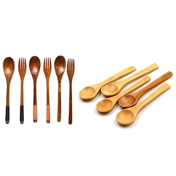 11 Pcs Tableware: 5 Pcs 12Cm Small Wooden Spoons Kit & 6 Pcs 22.5Cm Spoons and Forks for Desserts Chips Cereal Salad
11 Pcs Tableware: 5 Pcs 12Cm Small Wooden Spoons Kit & 6 Pcs 22.5Cm Spoons and Forks for Desserts Chips Cereal Salad