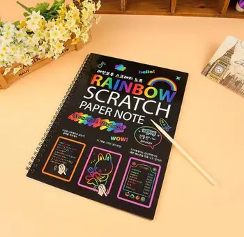 Magic Scratch Art Book Rainbow Scratch Paper Note with Wooden Stylus Child Notes Boards Christmas Birthday Party Favor big size
Magic Scratch Art Book Rainbow Scratch Paper Note with Wooden Stylus Child Notes Boards Christmas Birthday Party Favor big size
