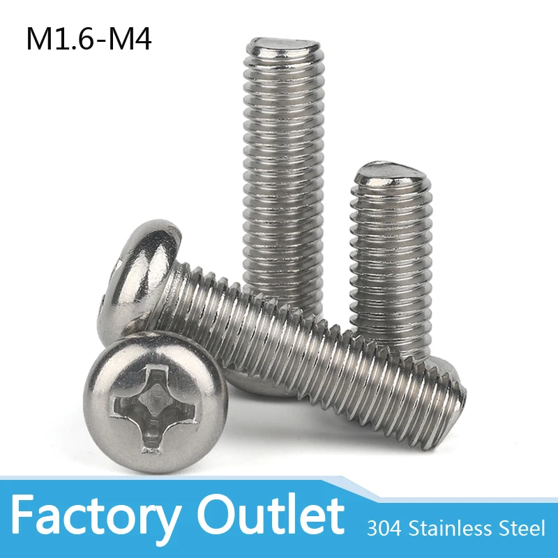 50PCS Steel Screw M1.6M2 M2.5 M3 M4 Mini Micro Small Light Black A2 304 Stainless steel Cross Phillips Pan Head Screw Round Bolt
50PCS Steel Screw M1.6M2 M2.5 M3 M4 Mini Micro Small Light Black A2 304 Stainless steel Cross Phillips Pan Head Screw Round Bolt