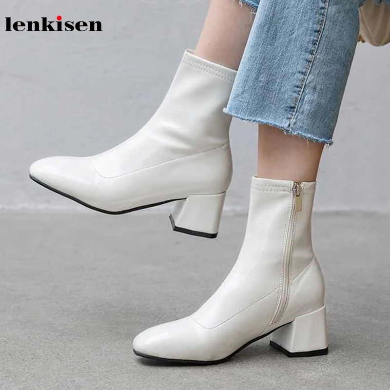 Lenkisen hot basic concise office lady stretch patent leather boots round toe high heels solid winter warm women ankle boots L78
Lenkisen hot basic concise office lady stretch patent leather boots round toe high heels solid winter warm women ankle boots L78