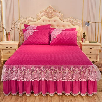 Thickened Warm Crystal Wool Quilting Bedspread Fitted Sheet Pillowcases 2/3pcs Pure Color Lace Embroidery Princess Bedding.
Thickened Warm Crystal Wool Quilting Bedspread Fitted Sheet Pillowcases 2/3pcs Pure Color Lace Embroidery Princess Bedding.