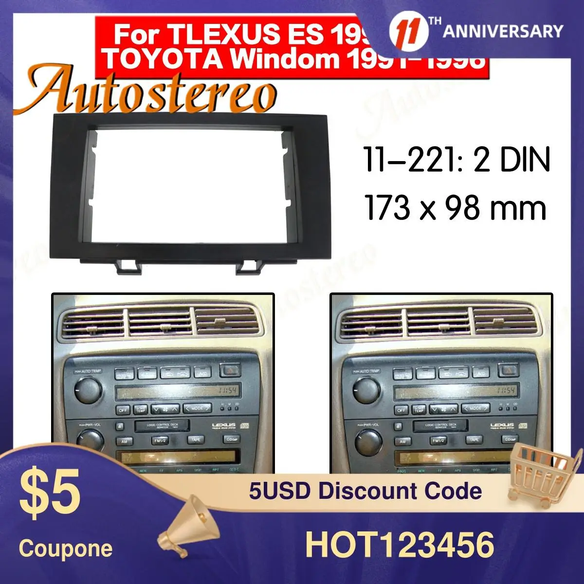Frame Panel Top Radio Fascia for For Lexus ES 1992-1996 For Toyota Windom 1991 Stereo Fascia Dash CD Trim Installation Frame Kit
Frame Panel Top Radio Fascia for For Lexus ES 1992-1996 For Toyota Windom 1991 Stereo Fascia Dash CD Trim Installation Frame Kit