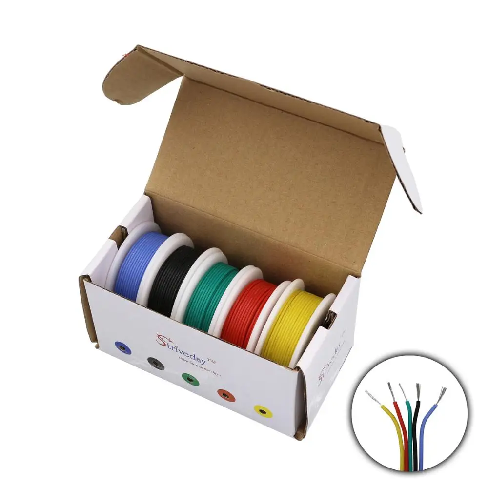 18 20 22 24 26 28 30 AWG silicone wire 5 color box 1 / box 2 electronic stranded wire conductor to internal wiring cable DIY
18 20 22 24 26 28 30 AWG silicone wire 5 color box 1 / box 2 electronic stranded wire conductor to internal wiring cable DIY