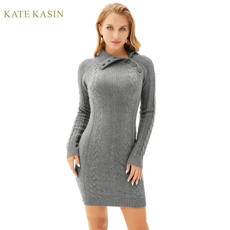 Kate Kasin Knitted Slim Mini Dress Long Sleeve Bodycon Dress Lapel Collar Autumn/Winter Women Solid Color Sheath Sweater Dress
Kate Kasin Knitted Slim Mini Dress Long Sleeve Bodycon Dress Lapel Collar Autumn/Winter Women Solid Color Sheath Sweater Dress