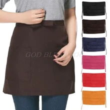Cozinha algodão arco curto meia cintura avental bar pub café servidor garçom garçonete(China)