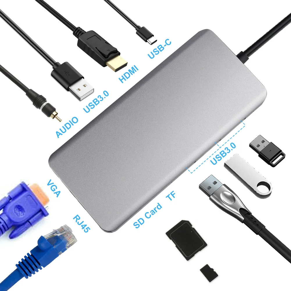 USB Type C HUB Multi USB 3.0 HUB HDMI RJ45 VGA Adapter Dock for MacBook Pro Huawei Mate 30 USB-C 3.0 Splitter Port Type C HUB
USB Type C HUB Multi USB 3.0 HUB HDMI RJ45 VGA Adapter Dock for MacBook Pro Huawei Mate 30 USB-C 3.0 Splitter Port Type C HUB