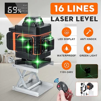 16 Lines Laser Level 3D Self-Leveling 360 Horizontal And Vertical Cross Super Powerful Green Laser Beam Line Measurement Tools
16 Lines Laser Level 3D Self-Leveling 360 Horizontal And Vertical Cross Super Powerful Green Laser Beam Line Measurement Tools