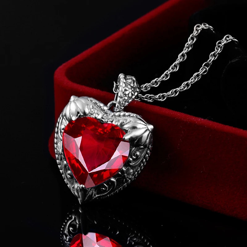 Sterling Silver Pendant Women Romantic Retro Heart Gemstone Pendant Flower Prong Setting Red Ruby Elegant Party Silver Jewelry
Sterling Silver Pendant Women Romantic Retro Heart Gemstone Pendant Flower Prong Setting Red Ruby Elegant Party Silver Jewelry