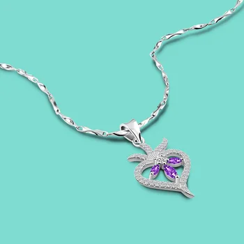 Authentic women's 100% 925 sterling silver necklace noble cubic purple zircon necklace solid silver clavicle chain fine jewelry 
Authentic women's 100% 925 sterling silver necklace noble cubic purple zircon necklace solid silver clavicle chain fine jewelry