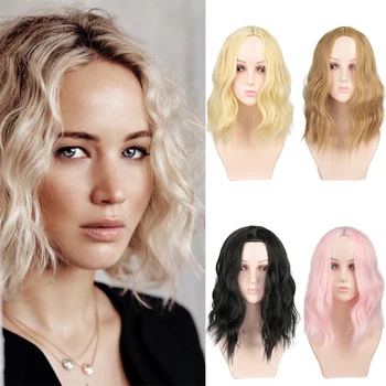 DIANQI 14 inch high quality short natural wave hair synthetic wigs for women pink golden 5 colors to choose
DIANQI 14 inch high quality short natural wave hair synthetic wigs for women pink golden 5 colors to choose