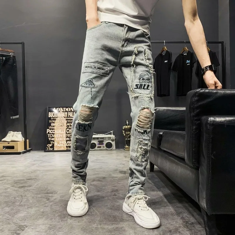 Classic Jeans Men's Denim Straight Hip Hop Trousers Men's Men's Regular Version Cut Distressed Biker Summer Hole Straight Print
Classic Jeans Men's Denim Straight Hip Hop Trousers Men's Men's Regular Version Cut Distressed Biker Summer Hole Straight Print