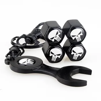 Car Wheel Tire Valve Stem Air Caps + Wrench Keychain Keyring Punisher Skull Anti theft Tyre Valve Dust Caps Motorcycle Styling 
Car Wheel Tire Valve Stem Air Caps + Wrench Keychain Keyring Punisher Skull Anti theft Tyre Valve Dust Caps Motorcycle Styling