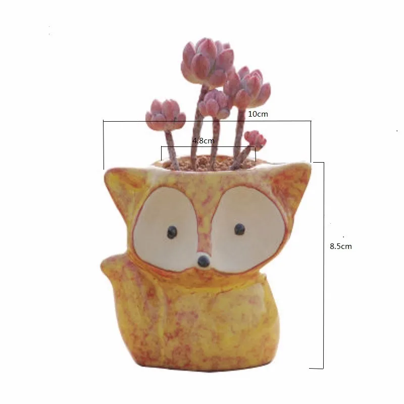 

4 Colour Ceramic Fox Plant Pot Micro Cute Mini Potted Succulents Small Flower Pots Bonsai Cartoon Planter Home Decor