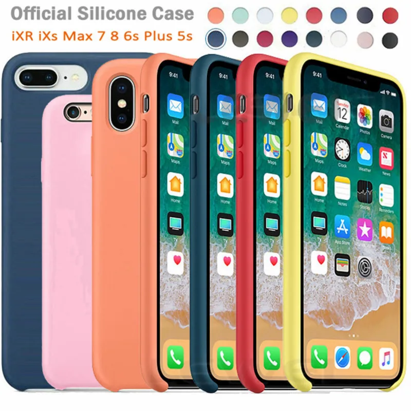 

Luxury Original Official Silicone LOGO Case For iPhone 5SE 6s 7 8Plus Liquid Case For Apple iPhone X XS Max XR 11pro MAX Case