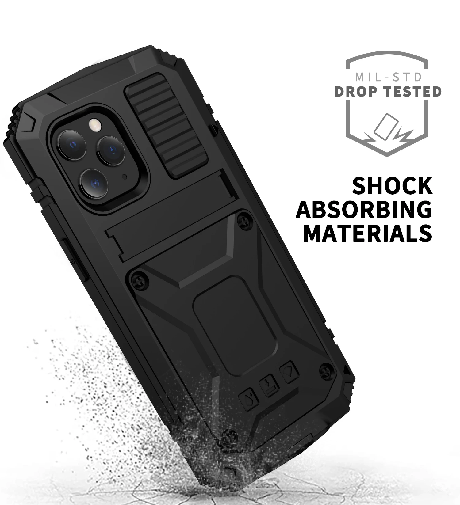 

Heavy Duty Protection Phone Case, Shock Resistant, Waterproof, Dusty-Proof, Full Cover with Stand, for iPhone 15, 14, 13, 12 Pro