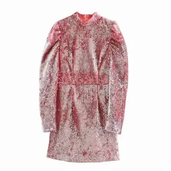 Spring 2020 women's new all-around show thin French round neck long sleeve Sequin fashion all-around temperament mini dress
Spring 2020 women's new all-around show thin French round neck long sleeve Sequin fashion all-around temperament mini dress