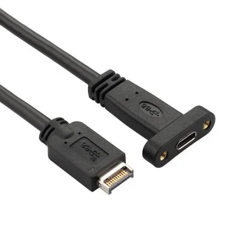 

USB 3.1 Cabeçalho Do Painel Frontal para 40 centímetros USB-C-Tipo C Cabo de Extensão Fêmea com Painel de Montagem Do Parafuso