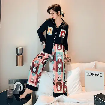 Wmyqdlq Pajamas Women Spring And Autumn Thin Ice Silk Cool Cartoon Pajamas Long-Sleeved Trousers Two-Piece Suit Home Service Set
Wmyqdlq Pajamas Women Spring And Autumn Thin Ice Silk Cool Cartoon Pajamas Long-Sleeved Trousers Two-Piece Suit Home Service Set
