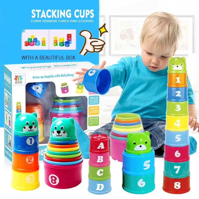 Stacking Cups Kids Toy Baby Funny Rainbow Tower Ring stacking blocks Stack Up Nest Children Education Boy Girl Kid Gifts
Stacking Cups Kids Toy Baby Funny Rainbow Tower Ring stacking blocks Stack Up Nest Children Education Boy Girl Kid Gifts