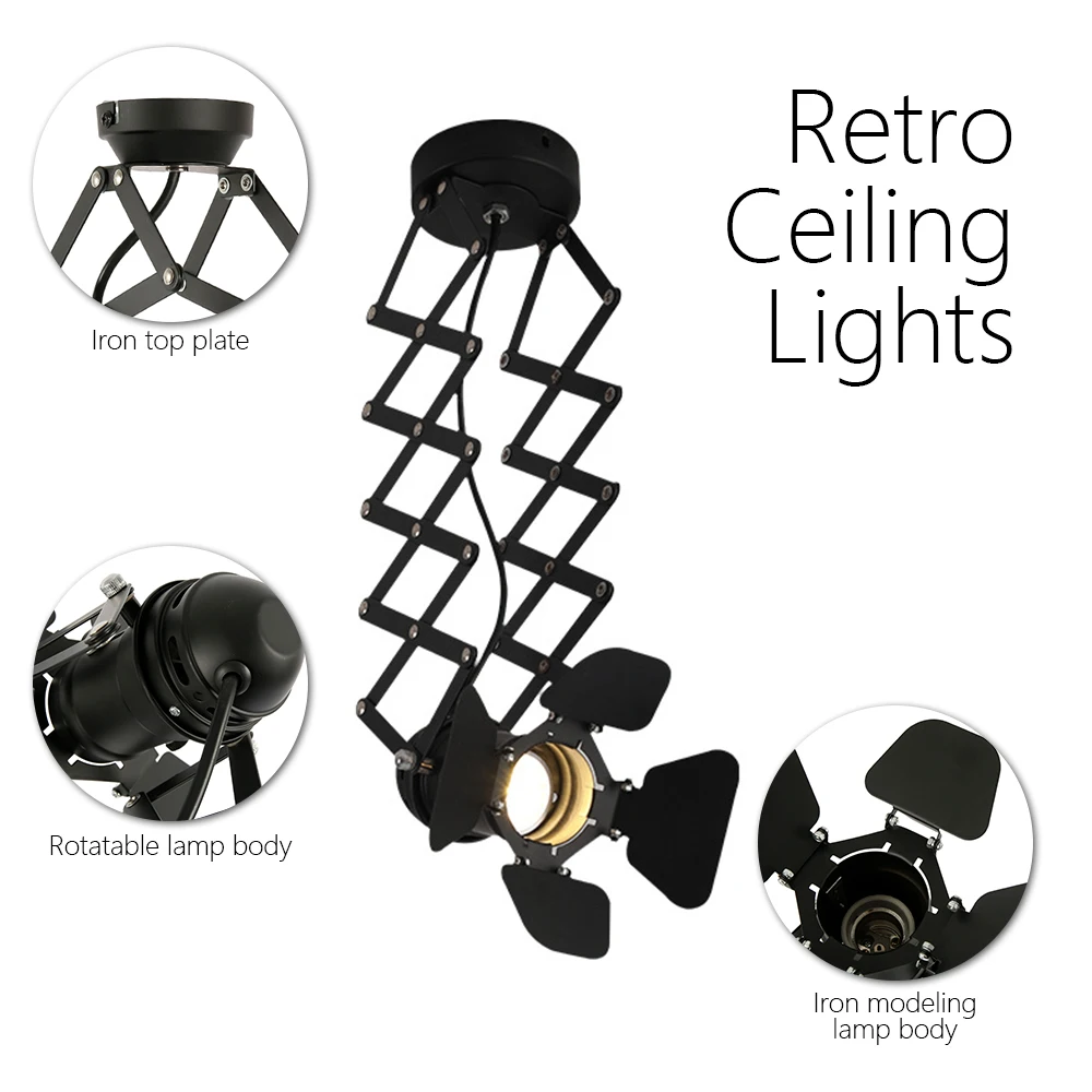 Vintage LED Ceiling Light Retro Industrial E27 Bulb Indoor Track Lighting Adjustable 4 Leaf Light for Bedroom Coffee Bar Loft
Vintage LED Ceiling Light Retro Industrial E27 Bulb Indoor Track Lighting Adjustable 4 Leaf Light for Bedroom Coffee Bar Loft